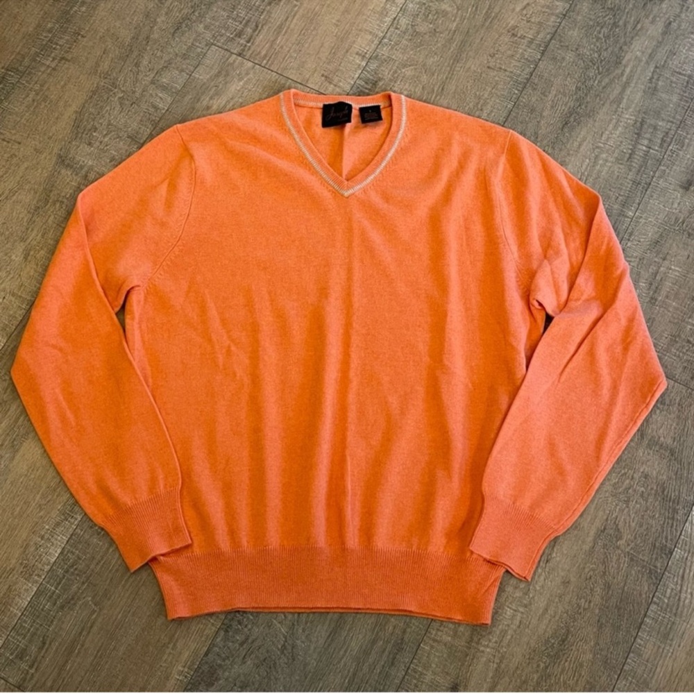 Joseph by Jos A Bank Pullover Sweater Men's S Orange V-Neck Cotton & Cashmere